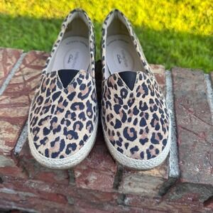 Clarks Leopard Print Suede Espadrille Flats Slip On Loafers Comfort Shoes 6W